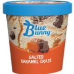 Blue Bunny Salted Caramel Craze ice cream pint with orange label