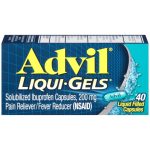 Advil Liqui-Gels box for pain relief with blue label