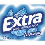 Extra peppermint gum pack with blue and white branding