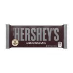 Hershey’s milk chocolate bar in classic brown wrapper