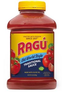 Ragu Old World Style Traditional Pasta Sauce in large plastic jar